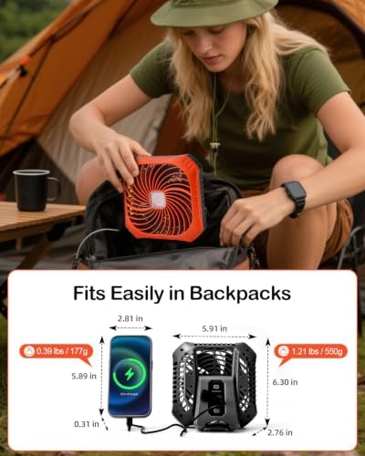 Odoland Camping Fan with LED Lantern, 40H Rechargeable Portable Tent Fan - Image 4
