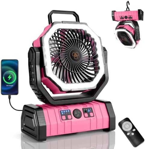 Odoland 30000mAh Camping Fan with LED Lantern, Rechargeable Battery Fan by Odoland