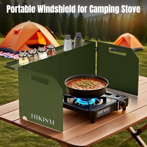 Camping Stove Windscreen, Lightweight Foldable Outdoor Wind Blocker Gas Stove Windshield Wind Screen Wind Guard for Camping Stove, Glamping, Navy Green - Image 3