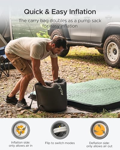 Acacia 4" Thick Self Inflating Sleeping Pad with Foam, Innovative Y-Shaped Telescopic Structure, Ultraportable Camping Air Mattress with Pump Sack, Easy Roll Up Sleep Bed for Travel Tent Car - Image 6