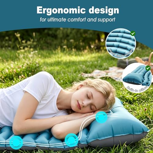 Ultralight Camping Sleeping Pad with Pillow & Built-in Foot Pump - Image 3
