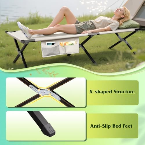 WLIVE Folding Camping Cots for Adults with Carry Bag, 300 lb, Green - Image 4