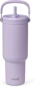 Ello Oasis Go+ 26oz Tumbler with Top Handle and Retracting Straw | Reusable Insulated Stainless Steel Cup, 100% Leakproof Water Bottle, 24 Hours Cold, Cup Holder Friendly For Travel | Orchid by Ello