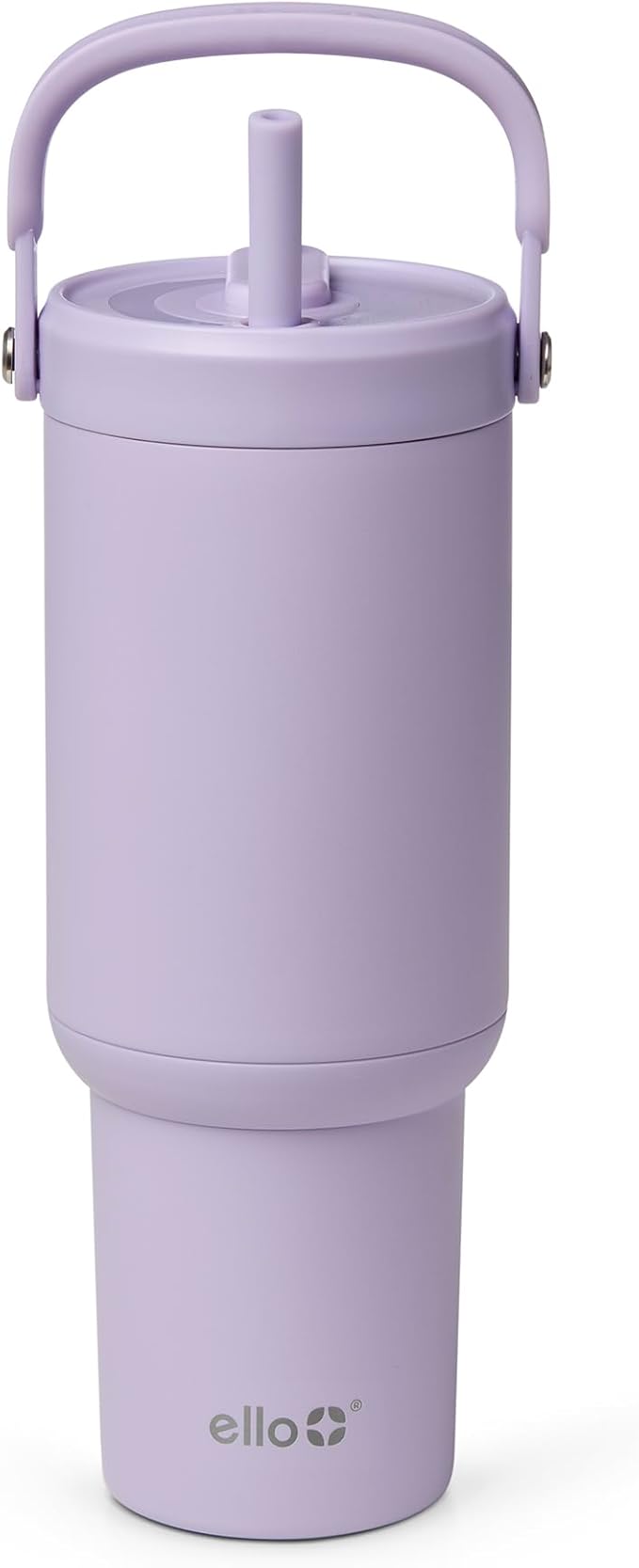Ello Oasis Go+ 26oz Tumbler with Top Handle and Retracting Straw | Reusable Insulated Stainless Steel Cup, 100% Leakproof Water Bottle, 24 Hours Cold, Cup Holder Friendly For Travel | Orchid by Ello