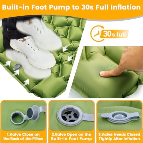 Camping Sleeping Pad, Ultralight Camping Mat with Pillow Built-in Foot Pump, Inflatable Sleeping Pads Compact for Travel, Camping Backpacking Hiking Tent Car Camp Gear - Image 3