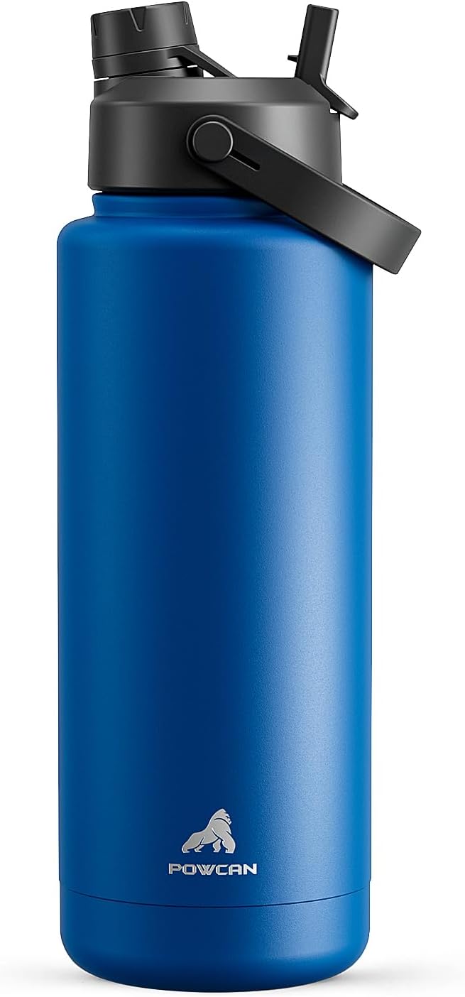 POWCAN 40 oz Insulated Water Bottle with 2-in-1 Straw and Spout Lid, Keep Cold 24H, Leak-Proof, BPA-Free, Double Wall Stainless Steel Water Bottle for Sports, Gym, Travel, and School (Pacific Ocean) by POWCAN