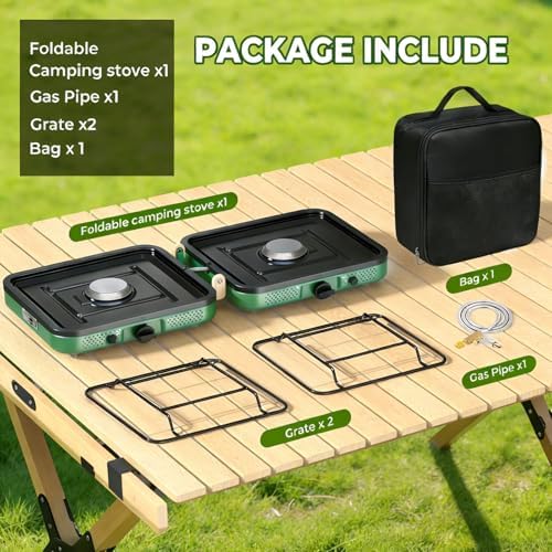 2 Burner Camping Stove,Portable Propane Camp Stove,Folding Gas Stove - Image 2