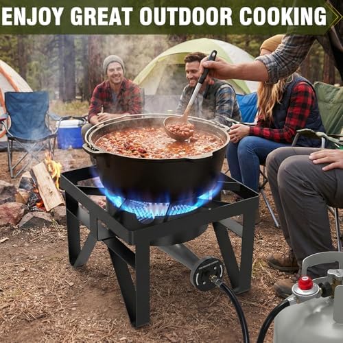 BESTFIRE 200,000 BTU Heavy-Duty Propane Burner – Outdoor Stove with 0-20Psi Adjustable Regulator & Black Hose – Ideal for Home Brewing, Turkey Frying, Camping & Backyard Cooking - Image 6