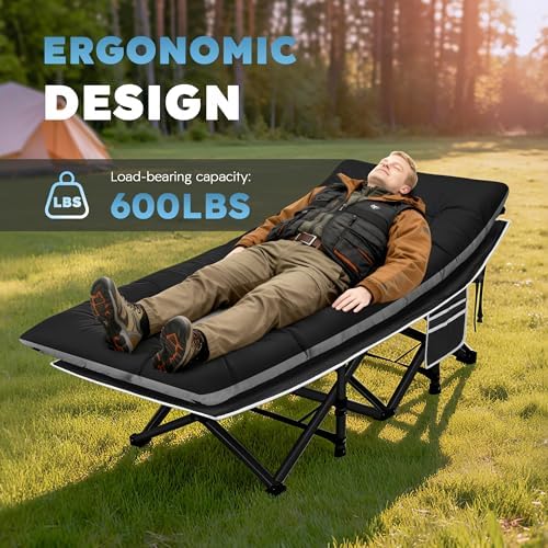 HABUTWAY Camping Cots for Adults, 600lbs Capacity, Folding Camping Cot with Mattress, Sleeping Cots for Adults with Carry Bags for Travel,Beach,Patio,Home Office,Nap Time - Image 5