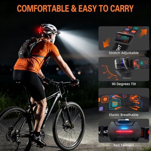 MIOISY Led Headlamp Rechargeable 3 Pack, Super Bright Headlight Flashlight - Image 6