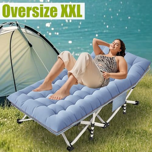 32" XXL Folding Camping Cot, Oversized Camping Cot for Adults - Image 2