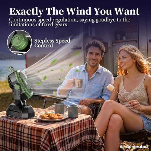 AJVV Camping Fan with Light, Remote and Oscillation, Battery Powered Hanging Tent Fan, Rechargeable Portable for Camp, Outdoor, Emergencies, Fishing, RV Travel, Jobsite - Image 4