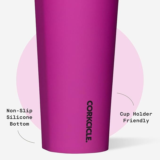 Corkcicle Cold Cup Insulated Tumbler with Straw - Keeps Drinks Cold for 12 Hours - Triple-Insulated Stainless Steel - Leak-Resistant Lid - Summer Drinkware Gift - 24 oz - Berry Punch - Image 5