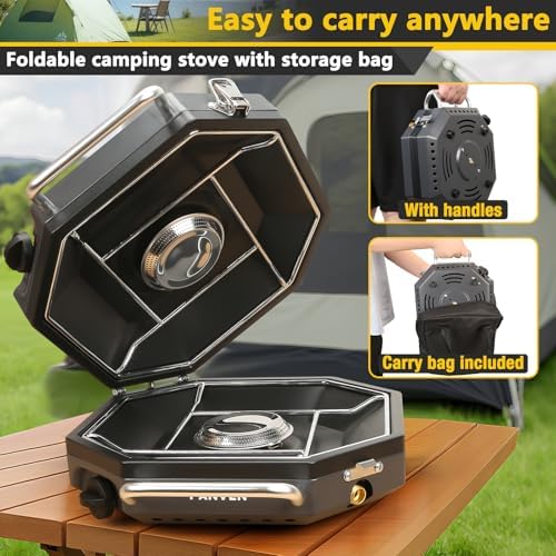 2 Burner Camping Stove, 20,000 BTU Propane Camp Stove with Wiandscreen - Image 4