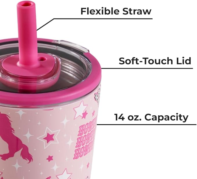 HydroJug Everyday Tumbler 14 oz – Ceramic-Lined Insulated Tumbler with Straw and Soft-Touch Lid, Cup Holder Friendly, Double-Wall Vacuum Insulation, Reusable Travel Cup – Cowgirl - Image 6