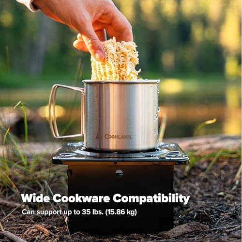 Coghlan's Portable Folding Camp Stove – Compact, Lightweight Steel Cooking Stove for Camping, Backpacking, Hiking, or Emergency Use – Uses Canned Heat or Fuel Tablets, Black - Image 3