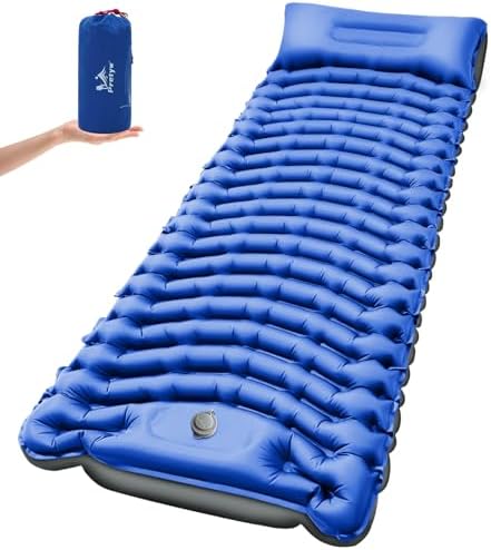 Ultralight Camping Sleeping Pad with Pillow & Built-in Foot Pump by Pretyw