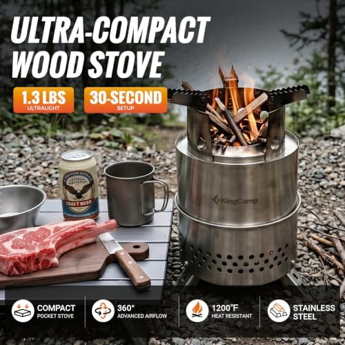 KingCamp Portable Camping Stove 304 Stainless Steel Wood Burning Stove - Image 6