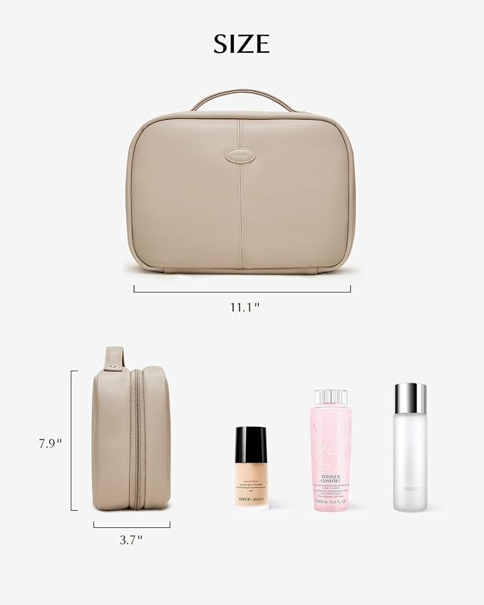 EACHY Toiletry Bag with Hanging Hook, Travel Makeup Bag PU Leather Cosmetic Bags - Image 6