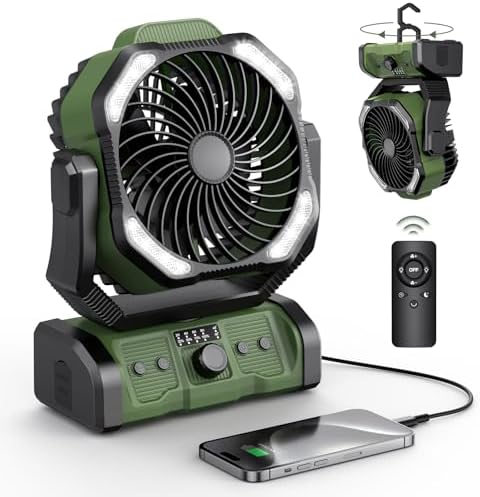 Portable Rechargeable Camping Fan 20000mAh Cordless Battery Powered Fans by Unknown