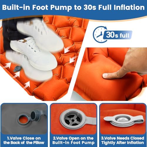 4-Inch Camping Sleeping Pad with Foot Pump and Pillow - Image 2