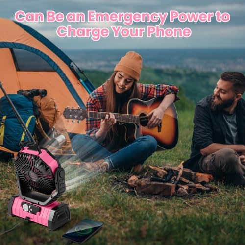 Odoland 30000mAh Camping Fan with LED Lantern, Rechargeable Battery Fan - Image 5