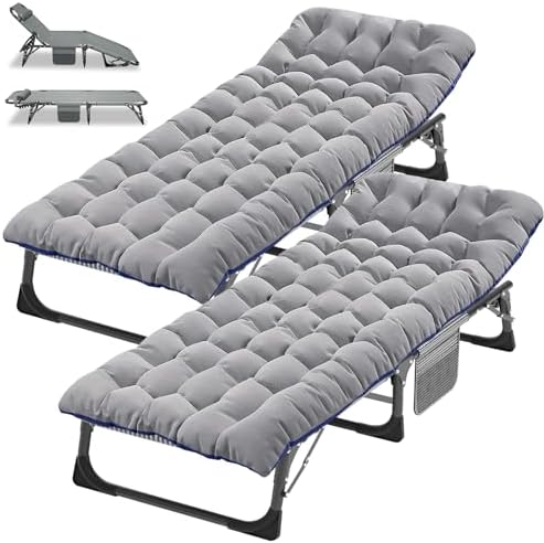 DoCred Folding Camping Cot with Mattress, 2 Pack Heavy Duty Folding Cot by DoCred