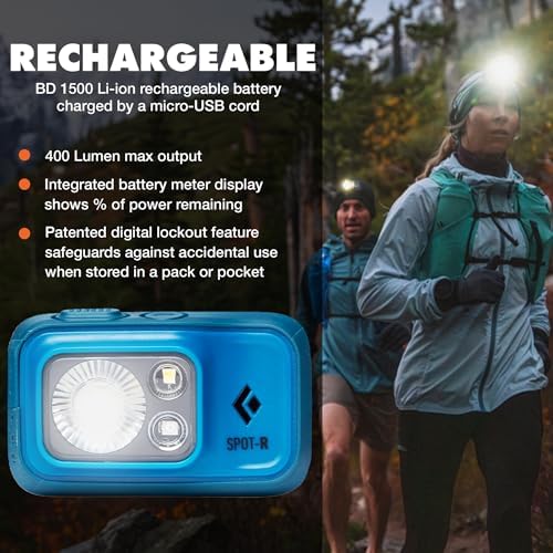 BLACK DIAMOND Spot 400-R Headlamp, Rechargeable, Dimmable, Bright, BD Azul - Image 2