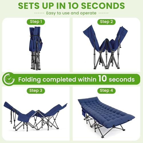Camping Cot, Folding Camp Cot for Adults, Portable Outdoor Cot with Carry Bag & Mattress,Compact Bed for Travel,Guest,Home Office Nap - Image 6