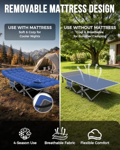 ZENPETIO XXL Folding Camping Cot for Adults, 32" Heavy-Duty Extra Wide Cots - Image 5