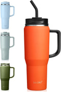 EALGRO 40 oz Tumbler with Handle, Insulated Tumblers with Lid and Straw, Large Metal Sports Water Bottle Jug, Thermal Stainless Steel Travel Coffee Mug Cup, Orange Red by EALGRO