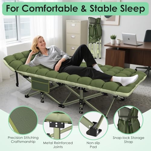 Suteck Camping Cot, Folding Camp Bed for Adults with Soft Thicker Cushion - Image 3