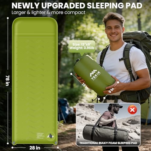 TEKIK Self Inflating Memory Foam Sleeping Pad with Pillow for Camping - Image 2