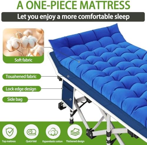 COLMERD Camping Cots for Adults, 2 Pack Sleeping Bed with Comfortable Mat - Image 3