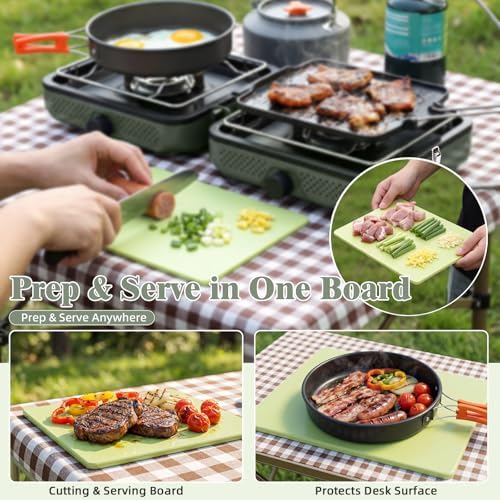Hisencn Camping Stove 2 Burner Foldable Propane Camping Stove with Cookware - Image 3