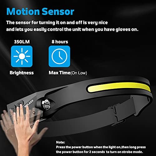 Headlamp Rechargeable, 230° Wide Beam Head Lamp, Motion Sensor LED Head lamp, 5 Modes Headlamps for Adults, Bright Head Lights for Forehead, Outdoor Camping Headlight - Image 4