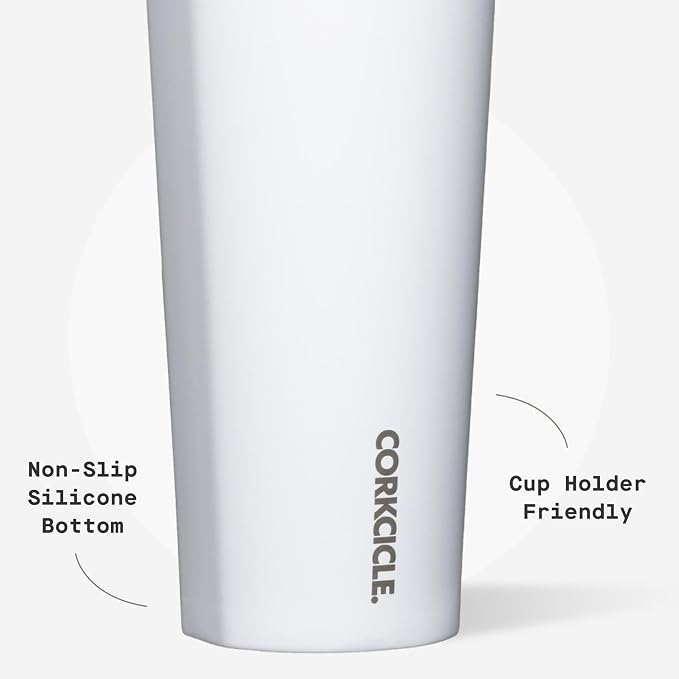 Corkcicle Cold Cup Insulated Tumbler with Straw - Keeps Drinks Cold for 12 Hours - Triple-Insulated Stainless Steel - Leak-Resistant Lid - Summer Drinkware Gift - 24 oz - Gloss White - Image 5