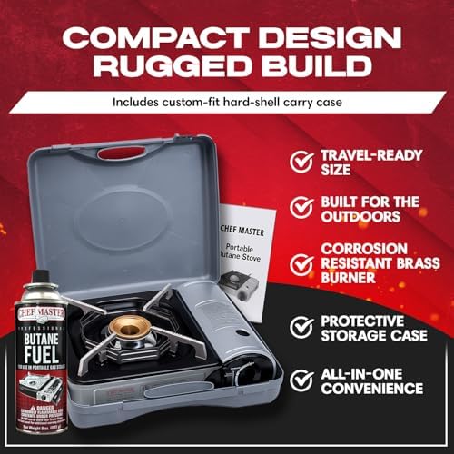 Chef Master Portable Butane Camping Stove, Countertop Burner, 10,000 BTU - Image 5