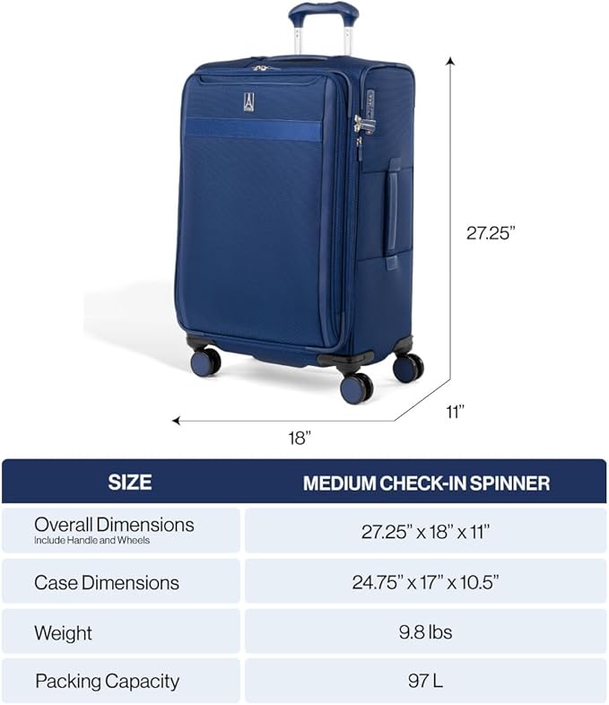 Travelpro VersaPack+ Lightweight Softside Expandable Checked Luggage, 8 Spinner - Image 7