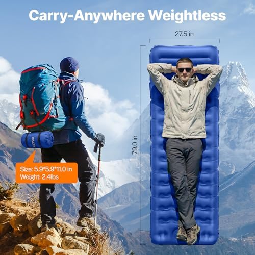 OGERY Sleeping Pad, Ultralight Inflating Camping Pad with 6" Extra-Thick - Image 4