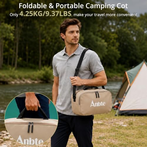 Anbte Height Adjustable Camping Cot, 400 lb Capacity, Portable for 1 Person - Image 6