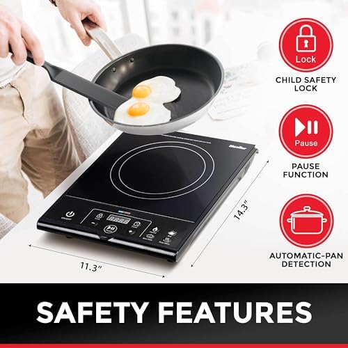 Mueller RapidTherm Portable Induction Cooktop,1800W Single Burner Hot Plate with 8 Power Levels, 8 Temperature Settings, 4 Presets, 4-Hour Timer, Auto Shut-Off & Child Lock for RV, Dorm, Small Kitchen - Image 4