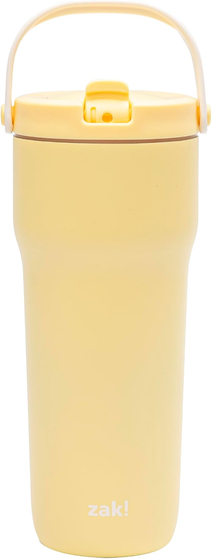 Zak Designs Sutton Travel Tumbler for On the Go, 30oz Stainless Steel with Vacuum Insulation, Straw Spout, Carry Handle for Cold Drinks (Vanilla Yellow) by ZakDesigns