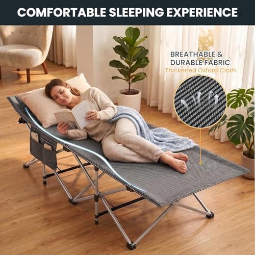 LILYPELLE Folding Camping Cot, Extra Wide Heavy Duty Sleeping Cots - Image 5