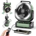 Socool Camping Fan with Light - 20000mAh Rechargeable Battery Fan, 112Hrs Max Run Time, 9 Speeds, Digital Display, Timer, Auto Oscillation, 270° Pivot & Hook for Camping, Power Outage, Hurricane by Socoolfancoolinhand