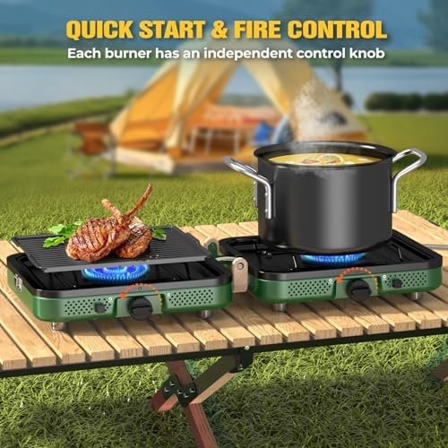2 Burner Camping Stove,Portable Propane Camp Stove,Folding Gas Stove - Image 3