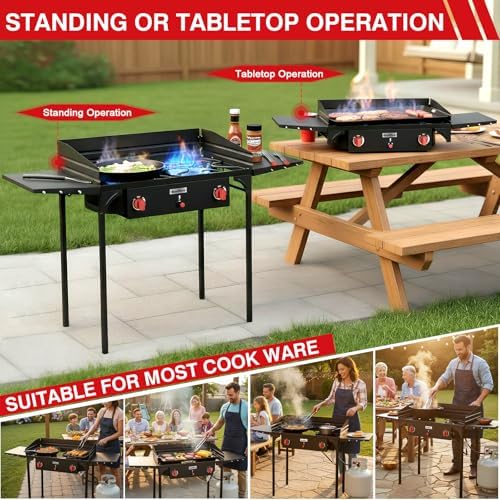 Bestfire 2 Burner Propane Stove, 150,000 BTU High Pressure Camping Burner - Image 5