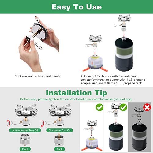 Collapsible Backpacking Camping Stove with 1LB Propane Tank Adapter, Stand - Image 5