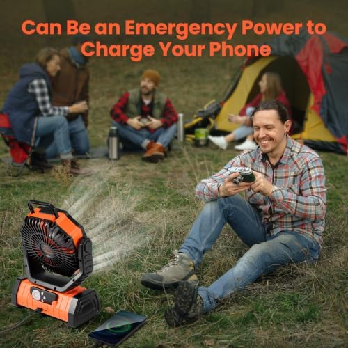 Odoland 30000mAh Camping Fan with LED Lantern, Rechargeable Battery Fan - Image 5
