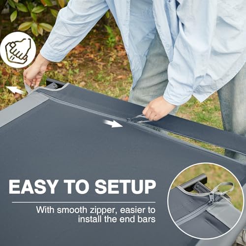 EVER ADVANCED Extra Wide Camping Cot for Adults Oversized XXL Sleeping Cots Folding Cot Bed with Carry Bag, 84.3" L x 41.9" W, Support to 550 lbs - Image 6